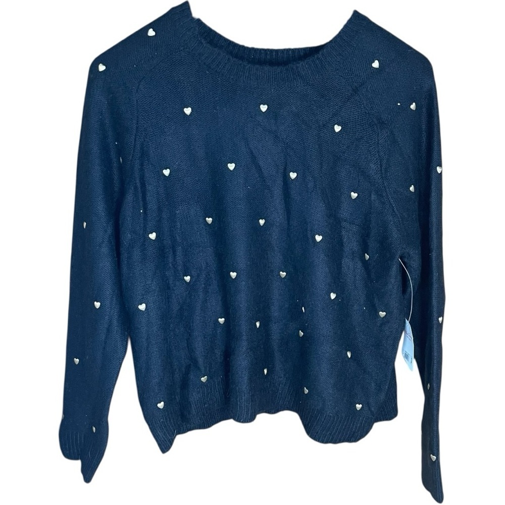 Lucky Brand Heart Stud Sweater Black